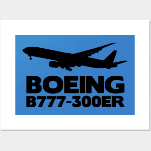 Boeing B777-300ER Silhouette Print (Black) Posters and Art